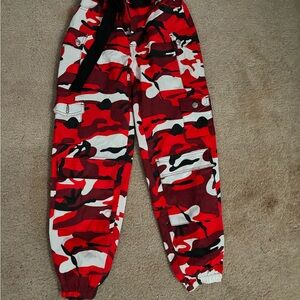 Kids Red Camo Cargo Pants
